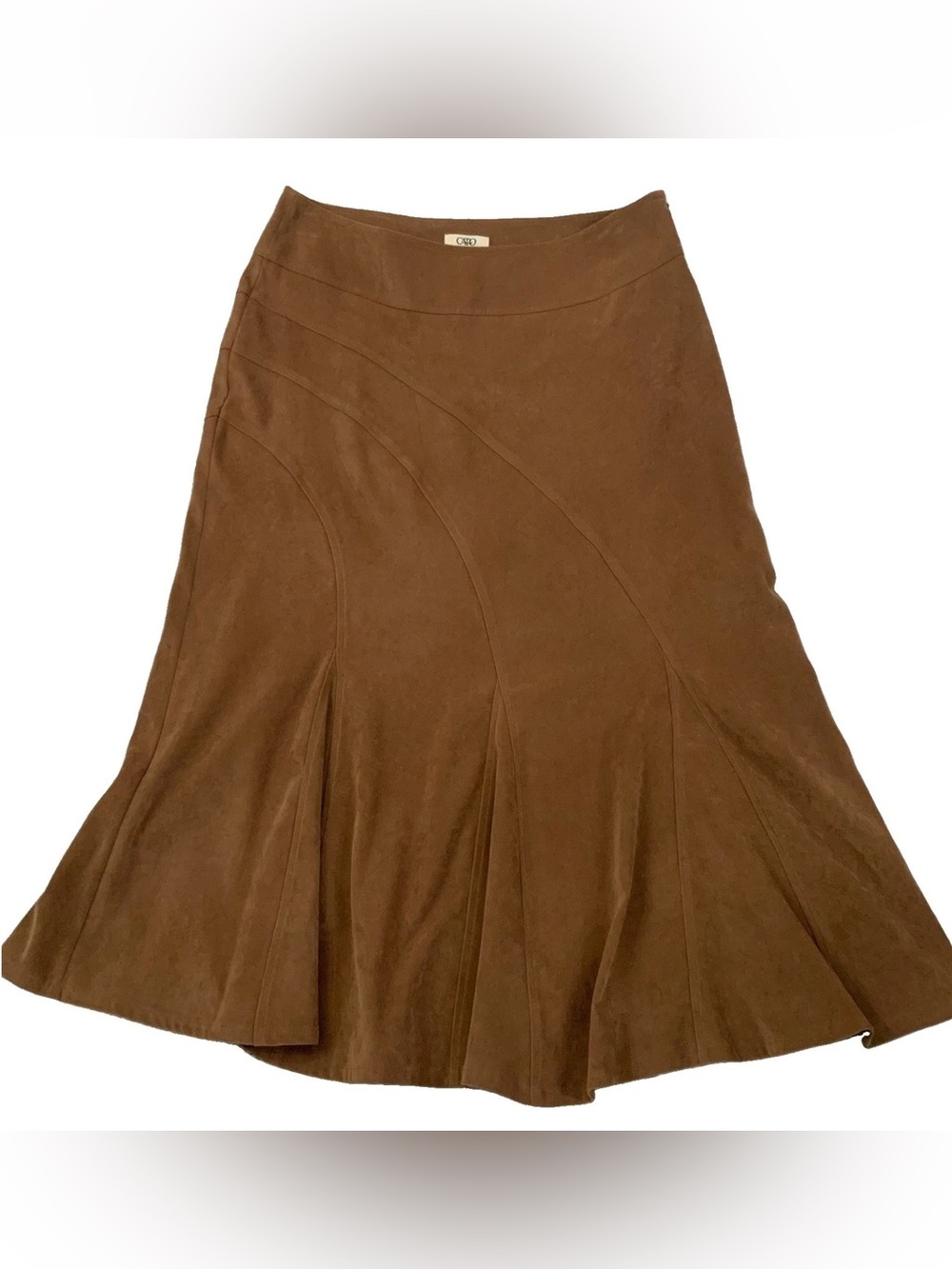 Cato Faux Suede Maxi Skirt Size 12 Brown Side Zip Whimsigoth Boho Hippie Classic